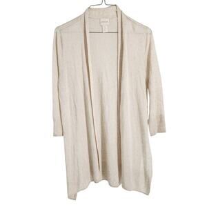 Chico's Cream Colored Open Front 3/4 Sleeve Cardigan Womens Small (Chico's 0)